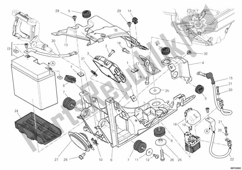 Toutes les pièces pour le Support De Batterie du Ducati Diavel Carbon USA 1200 2012